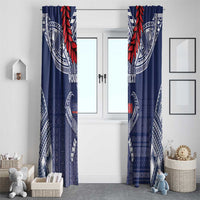 Personalized Talofa Samoa Window Curtain Ulafala With Toa Nifo'oti - Blue