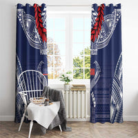 Personalized Talofa Samoa Window Curtain Ulafala With Toa Nifo'oti - Blue