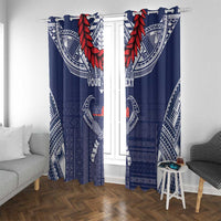 Personalized Talofa Samoa Window Curtain Ulafala With Toa Nifo'oti - Blue