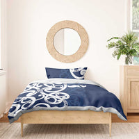 New Zealand Maori Mo Bros Bedding Set Blue Ribbon With Koru Kowhaiwhai - Polynesian Pride