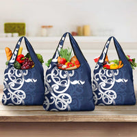 New Zealand Maori Mo Bros Grocery Bag Blue Ribbon With Koru Kowhaiwhai - Polynesian Pride