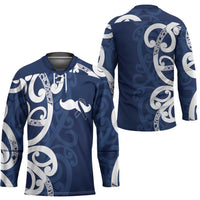New Zealand Maori Mo Bros Hockey Jersey Blue Ribbon With Koru Kowhaiwhai - Polynesian Pride