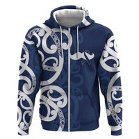 New Zealand Maori Mo Bros Hoodie Blue Ribbon With Koru Kowhaiwhai - Polynesian Pride