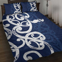 New Zealand Maori Mo Bros Quilt Bed Set Blue Ribbon With Koru Kowhaiwhai - Polynesian Pride