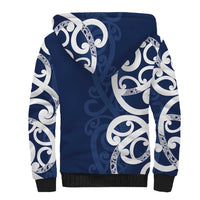 New Zealand Maori Mo Bros Sherpa Hoodie Blue Ribbon With Koru Kowhaiwhai - Polynesian Pride