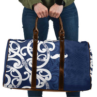 New Zealand Maori Mo Bros Travel Bag Blue Ribbon With Koru Kowhaiwhai - Polynesian Pride
