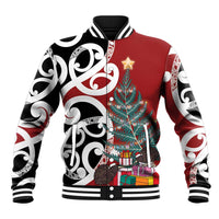 New Zealand Silver Fern Christmas Tree Baseball Jacket Meri Kirihimete - Polynesian Pride