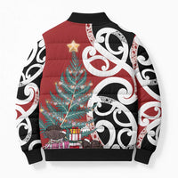 New Zealand Silver Fern Christmas Tree Bomber Puffer Jacket Meri Kirihimete - Polynesian Pride