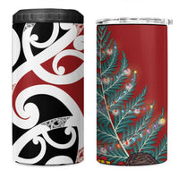 New Zealand Silver Fern Christmas Tree 4 in 1 Can Cooler Tumbler Meri Kirihimete - Polynesian Pride