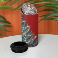 New Zealand Silver Fern Christmas Tree 4 in 1 Can Cooler Tumbler Meri Kirihimete - Polynesian Pride