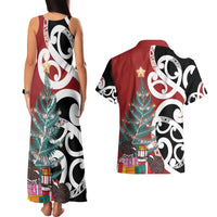 New Zealand Silver Fern Christmas Tree Couples Matching Tank Maxi Dress and Hawaiian Shirt Meri Kirihimete LT7 - Polynesian Pride
