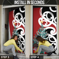 New Zealand Silver Fern Christmas Tree Door Cover Meri Kirihimete - Polynesian Pride