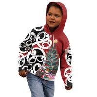 New Zealand Silver Fern Christmas Tree Kid Hoodie Meri Kirihimete - Polynesian Pride