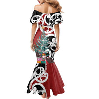 New Zealand Silver Fern Christmas Tree Mermaid Dress Meri Kirihimete - Polynesian Pride