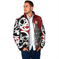 New Zealand Silver Fern Christmas Tree Padded Jacket Meri Kirihimete - Polynesian Pride