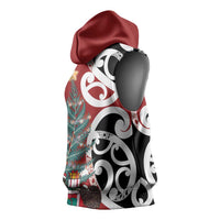 New Zealand Silver Fern Christmas Tree Sleeveless Hoodie Meri Kirihimete - Polynesian Pride