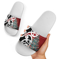 New Zealand Silver Fern Christmas Tree Slide Sandals Meri Kirihimete - Polynesian Pride