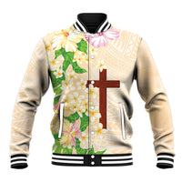 Samoa AIGA Floral Theme Baseball Jacket Always In God's Arms