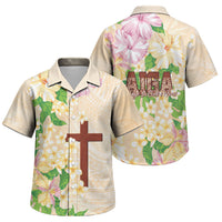Samoa AIGA Floral Theme Family Matching Long Sleeve Bodycon Dress and Hawaiian Shirt Always In God's Arms