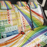 Pasifika Samoa Siapo Malu Tattoo Inspired Back Car Seat Cover Fa'afafine Rainbow Theme