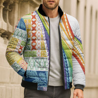 Pasifika Samoa Siapo Malu Tattoo Inspired Bomber Puffer Jacket Fa'afafine Rainbow Theme