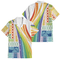 Pasifika Samoa Siapo Malu Tattoo Inspired Family Matching Long Sleeve Bodycon Dress and Hawaiian Shirt Fa'afafine Rainbow Theme