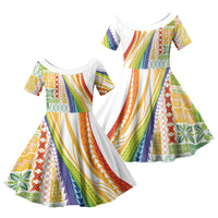 Pasifika Samoa Siapo Malu Tattoo Inspired Family Matching Long Sleeve Bodycon Dress and Hawaiian Shirt Fa'afafine Rainbow Theme