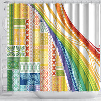 Pasifika Samoa Siapo Malu Tattoo Inspired Shower Curtain Fa'afafine Rainbow Theme