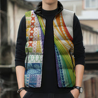 Pasifika Samoa Siapo Malu Tattoo Inspired Sleeveless Puffer Jacket Fa'afafine Rainbow Theme