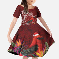 Personalized Samoa Meri Krisimasi Family Matching Mermaid Dress and Hawaiian Shirt Segasegamau'u Mix Siapo LT7 Daughter's Dress Red - Polynesian Pride