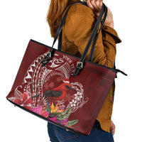 Personalized Samoa Meri Krisimasi Leather Tote Bag Segasegamau'u Mix Siapo