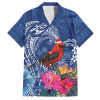 Personalized Samoa Christmas Family Matching Tank Maxi Dress and Hawaiian Shirt Cardinal Honeyeater Mix Siapo