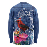 Personalized Samoa Christmas Long Sleeve Shirt Cardinal Honeyeater Mix Siapo