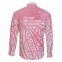 Breast Cancer Awareness Maori Family Matching Off The Shoulder Long Sleeve Dress and Hawaiian Shirt Kia Kaha Kia Maia Kia Manawanui - Polynesian Pride