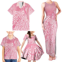Breast Cancer Awareness Maori Family Matching Tank Maxi Dress and Hawaiian Shirt Kia Kaha Kia Maia Kia Manawanui - Polynesian Pride