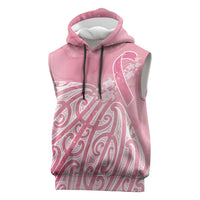 Breast Cancer Awareness Maori Sleeveless Hoodie Kia Kaha Kia Maia Kia Manawanui - Polynesian Pride