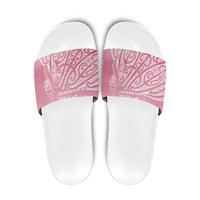 Breast Cancer Awareness Maori Slide Sandals Kia Kaha Kia Maia Kia Manawanui - Polynesian Pride