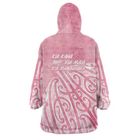 Breast Cancer Awareness Maori Wearable Blanket Hoodie Kia Kaha Kia Maia Kia Manawanui - Polynesian Pride