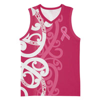 Breast Cancer Awareness Maori Basketball Jersey Koru Kowhaiwhai - Polynesian Pride