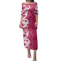Breast Cancer Awareness Maori Family Matching Puletasi and Hawaiian Shirt Koru Kowhaiwhai - Polynesian Pride