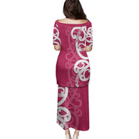 Breast Cancer Awareness Maori Family Matching Puletasi and Hawaiian Shirt Koru Kowhaiwhai - Polynesian Pride