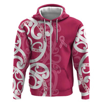 Breast Cancer Awareness Maori Hoodie Koru Kowhaiwhai - Polynesian Pride