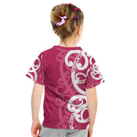 Breast Cancer Awareness Maori Kid T Shirt Koru Kowhaiwhai - Polynesian Pride