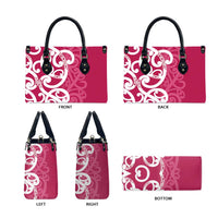 Breast Cancer Awareness Maori Leather Bag Koru Kowhaiwhai - Polynesian Pride