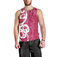 Breast Cancer Awareness Maori Men Tank Top Koru Kowhaiwhai - Polynesian Pride