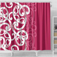 Breast Cancer Awareness Maori Shower Curtain Koru Kowhaiwhai - Polynesian Pride