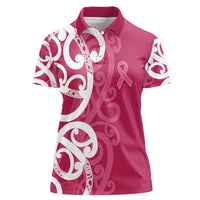 Breast Cancer Awareness Maori Women Polo Shirt Koru Kowhaiwhai - Polynesian Pride