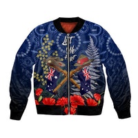Anzac Bomber Jacket Ausralia Aboriginal Mix New Zealand Slouch Hats LT7 Unisex Blue - Polynesian Pride