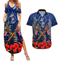 Anzac Couples Matching Summer Maxi Dress and Hawaiian Shirt Australia Aboriginal Mix New Zealand Slouch Hats LT7 Blue - Polynesian Pride