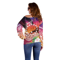 Kia Orana Cook Islands Off Shoulder Sweater Sunset Dream LT7 - Polynesian Pride